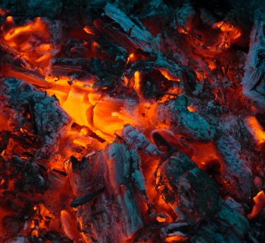 Burning charcoal